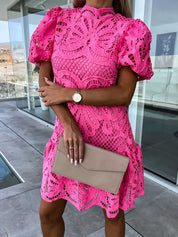 Emma Gallagher | White Lace Mock-Neck Midi Dress For Women