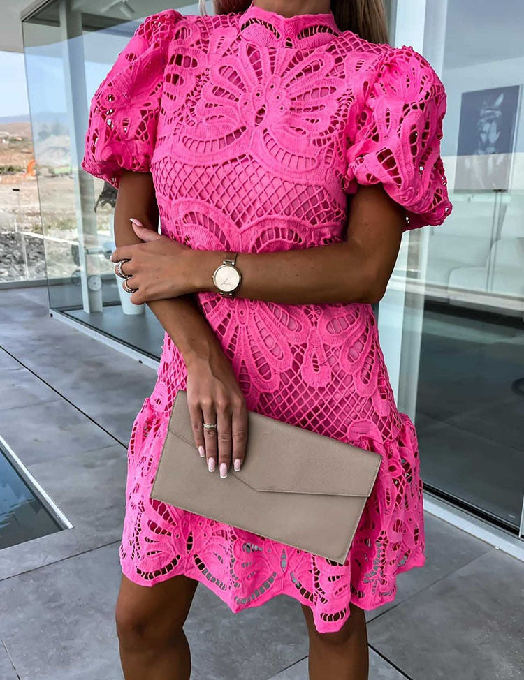 Emma Gallagher | White Lace Mock-Neck Midi Dress For Women