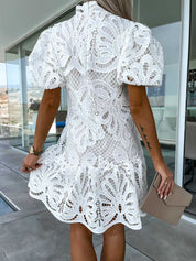 Emma Gallagher | White Lace Mock-Neck Midi Dress For Women