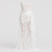 Isla Alderton | Lace Corset Strapless Wedding Dress Set For Women