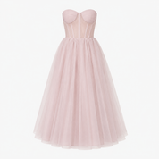 Isla Kelly | Strapless Tulle Midi Dress For Women