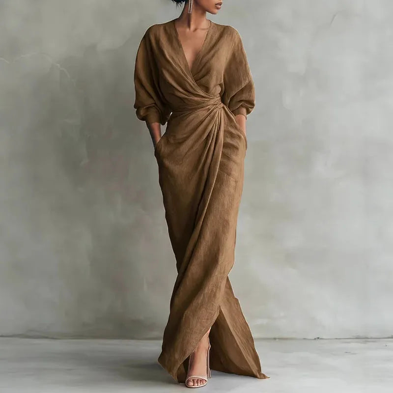 Clementine Lockhart | Wrap Maxi Dress With Draped Waist For Women