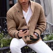 Sebastian Vale | Ribbed Knit Shawl Cardigan For Men