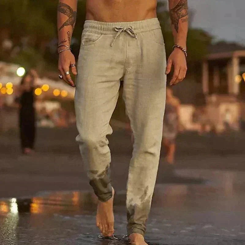 Nathaniel Ashcroft | Linen Look Trousers For Men