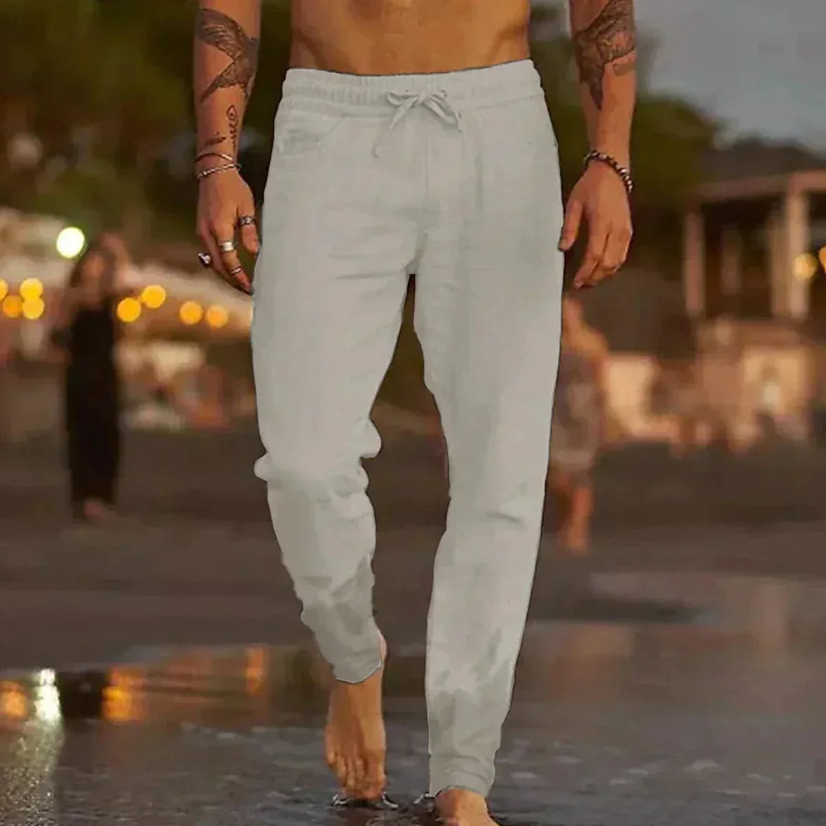 Nathaniel Ashcroft | Linen Look Trousers For Men