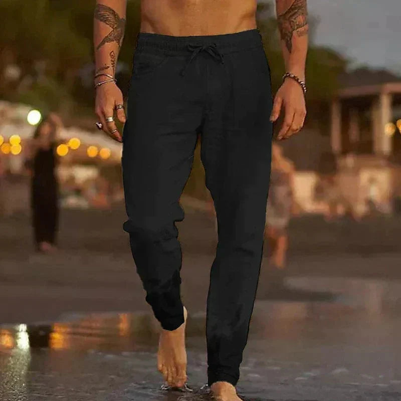 Nathaniel Ashcroft | Linen Look Trousers For Men
