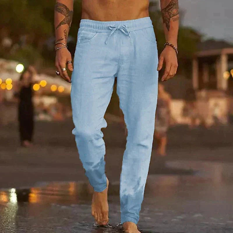 Nathaniel Ashcroft | Linen Look Trousers For Men