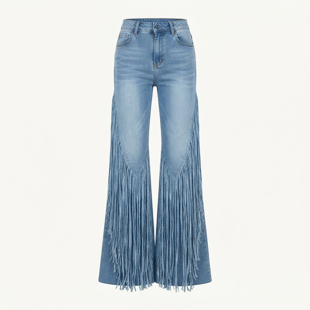 Jasmine Fletcher | Fringe-Trim Flared Jeans For Women