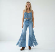 Jasmine Fletcher | Fringe-Trim Flared Jeans For Women
