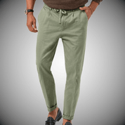 Owen Fairbanks | Linen Trousers With Drawstring Waist For Men