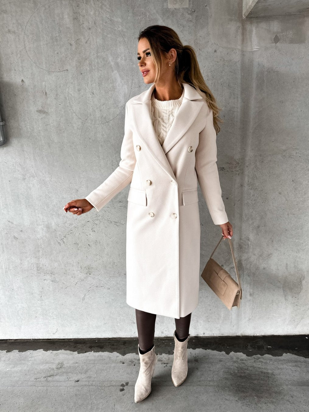 Valentina Moreau | Luxury Double-Breasted Long Coat For Women