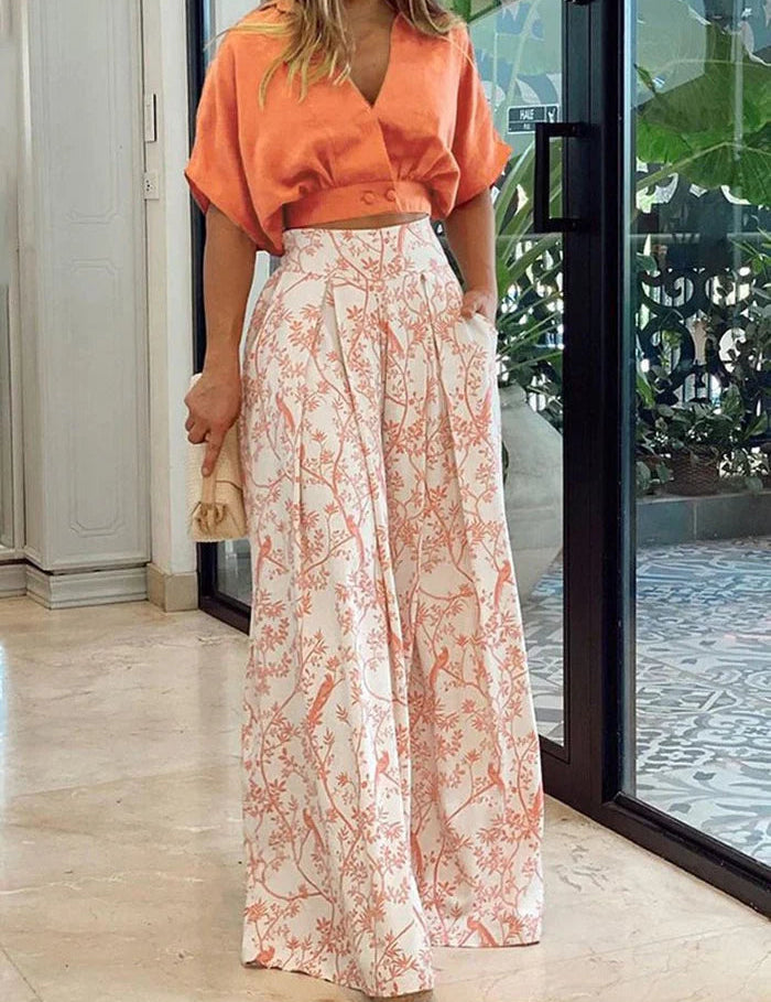 Camille Laurent | Floral Wide-Leg Set For Women