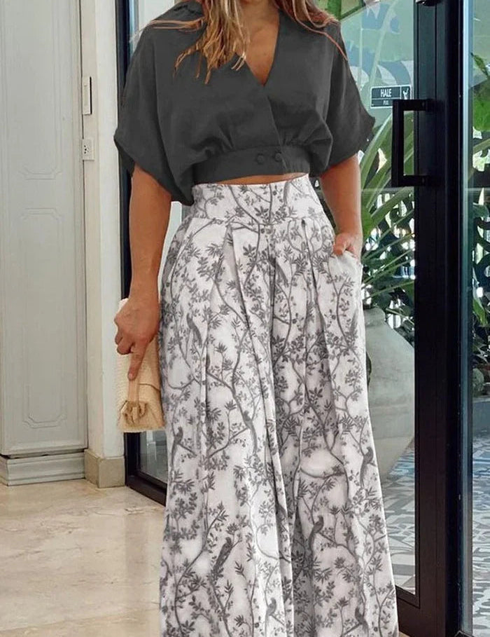 Camille Laurent | Floral Wide-Leg Set For Women