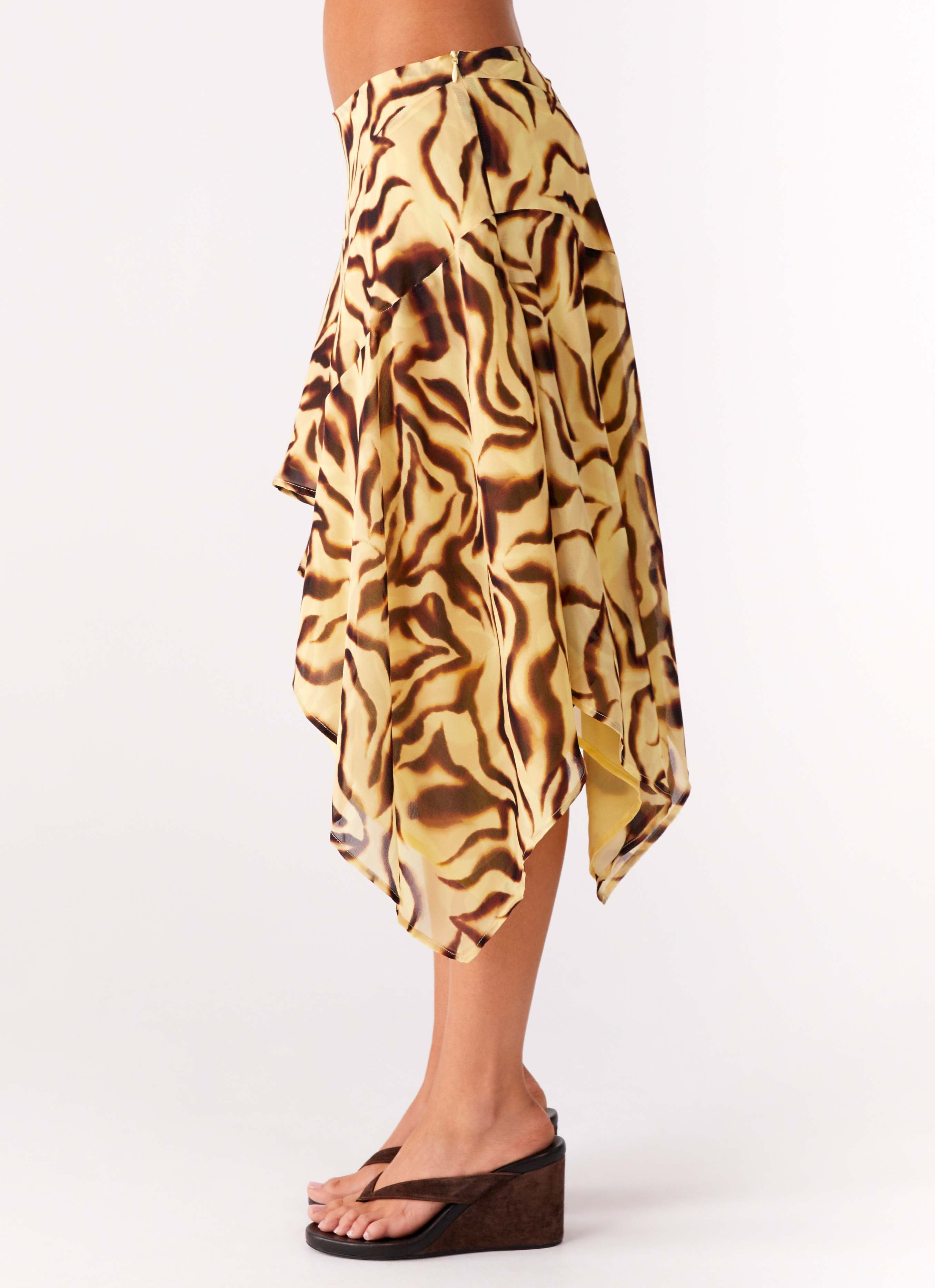 Matilda Hayes | Tiger Print Asymmetric Midi Skirt For Women