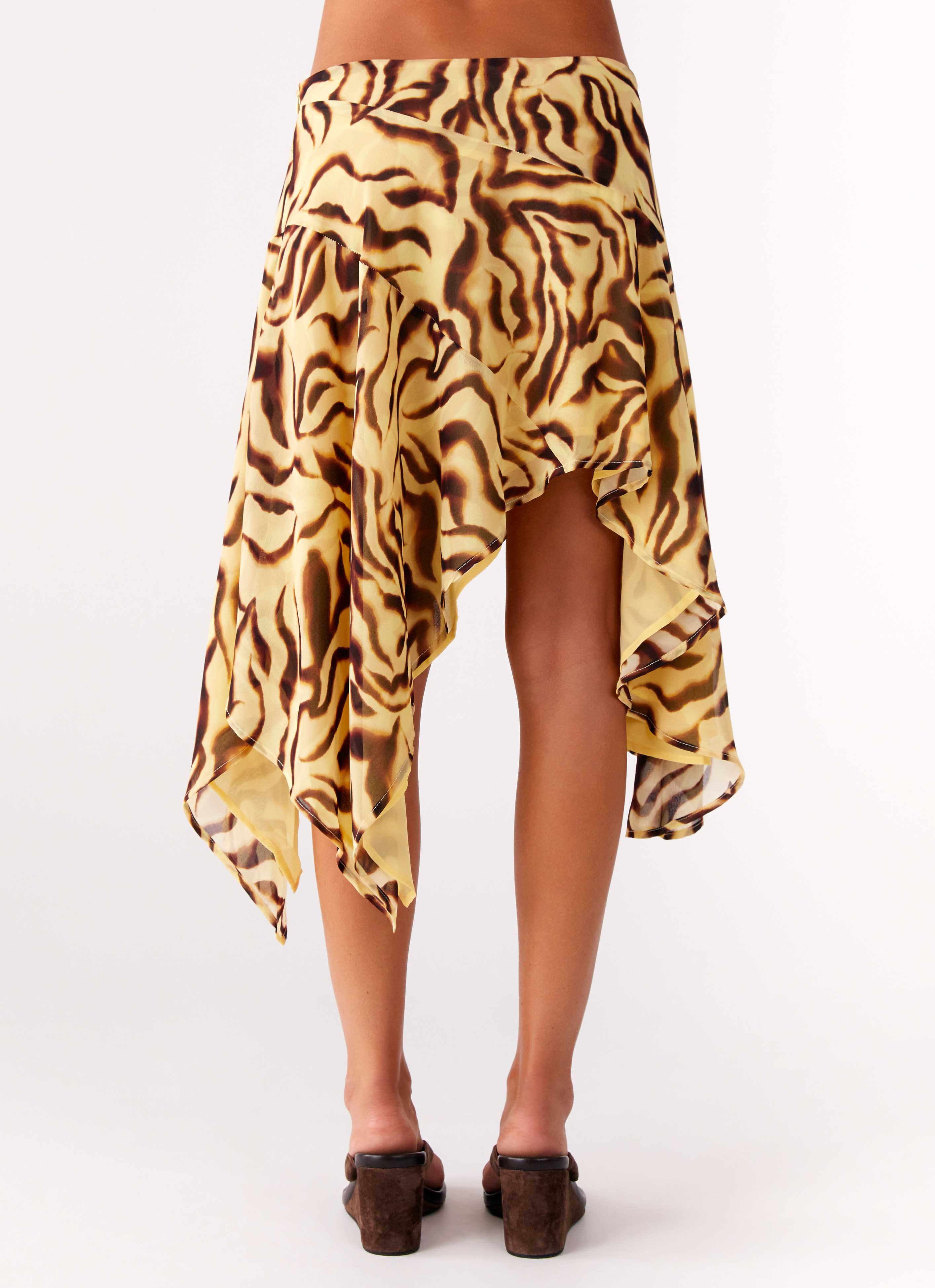 Matilda Hayes | Tiger Print Asymmetric Midi Skirt For Women