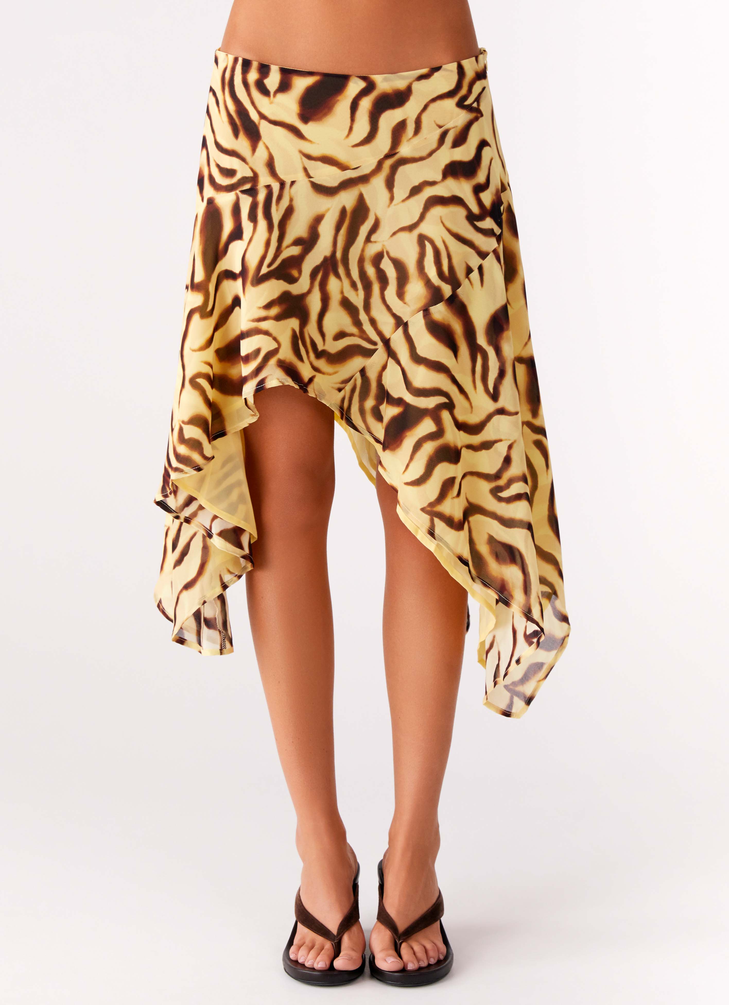 Matilda Hayes | Tiger Print Asymmetric Midi Skirt For Women