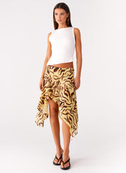 Matilda Hayes | Tiger Print Asymmetric Midi Skirt For Women