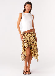 Matilda Hayes | Tiger Print Asymmetric Midi Skirt For Women
