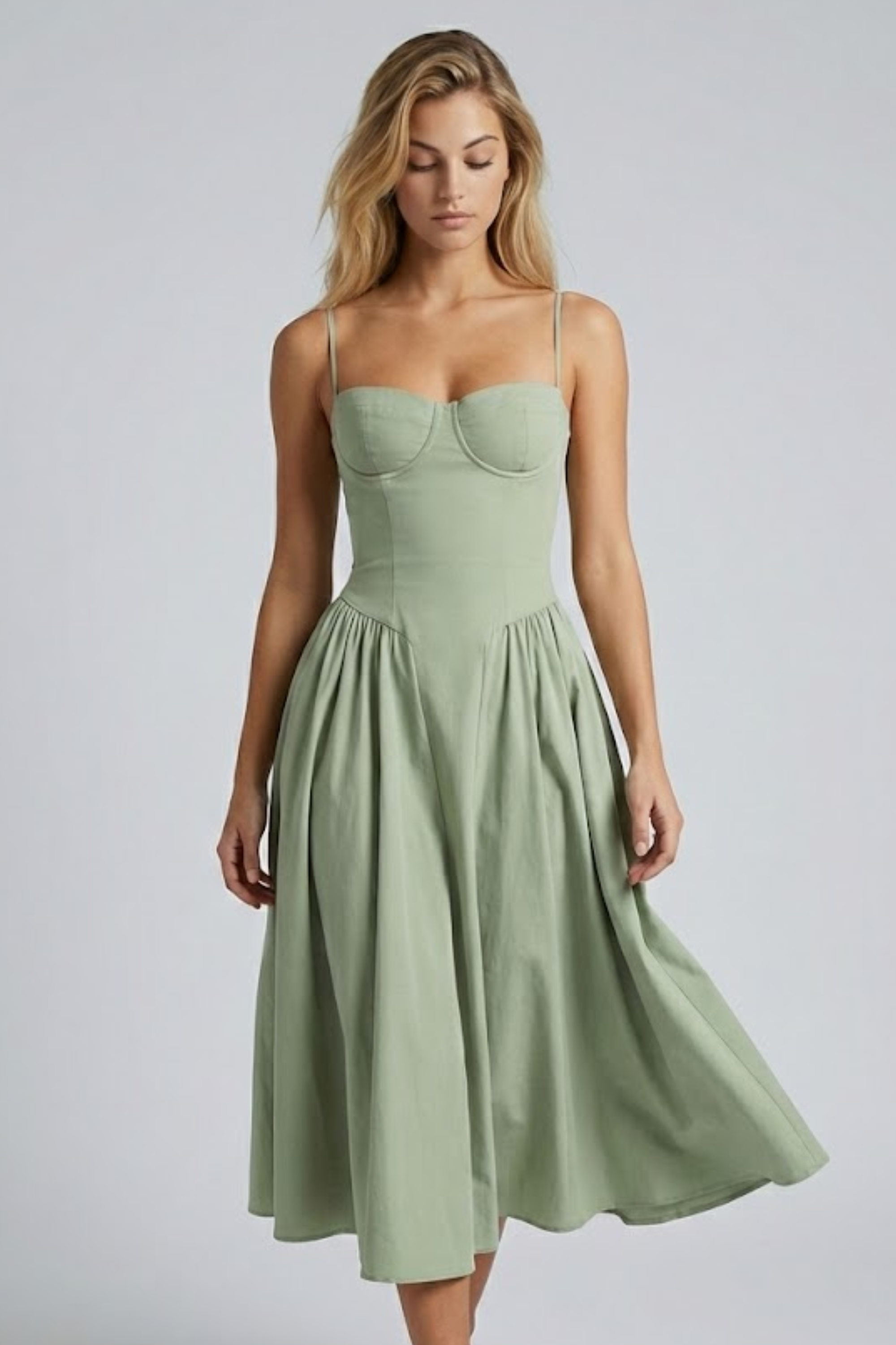 Clara Bellini | Sage Green Midi Dress For Women