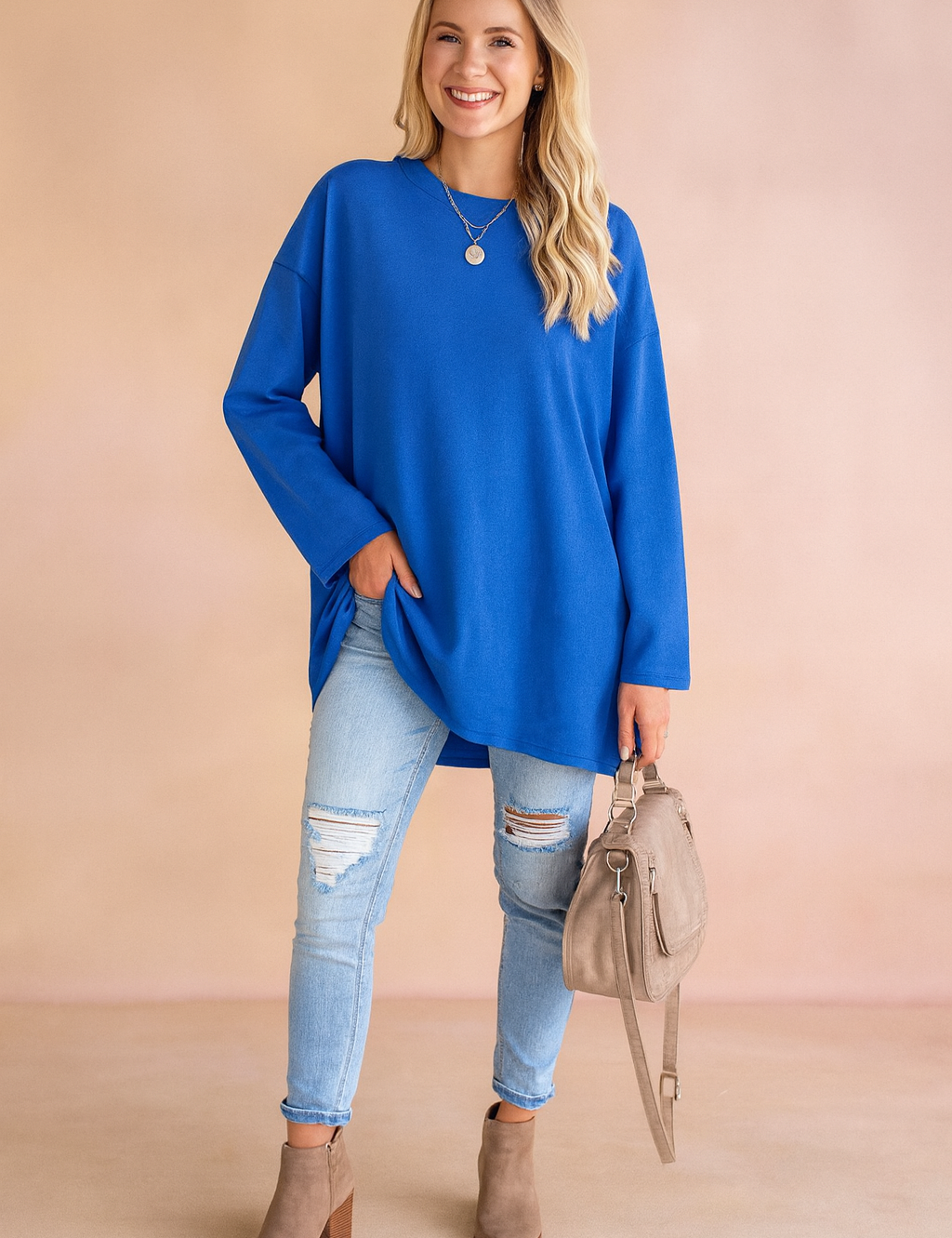 Sophie Laurent | Relaxed Long Sleeve Tunic Top For Women