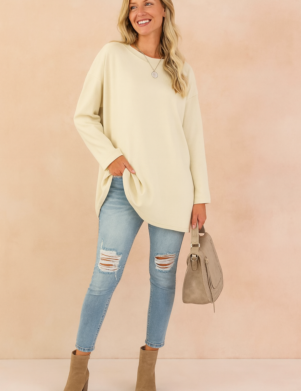 Sophie Laurent | Relaxed Long Sleeve Tunic Top For Women