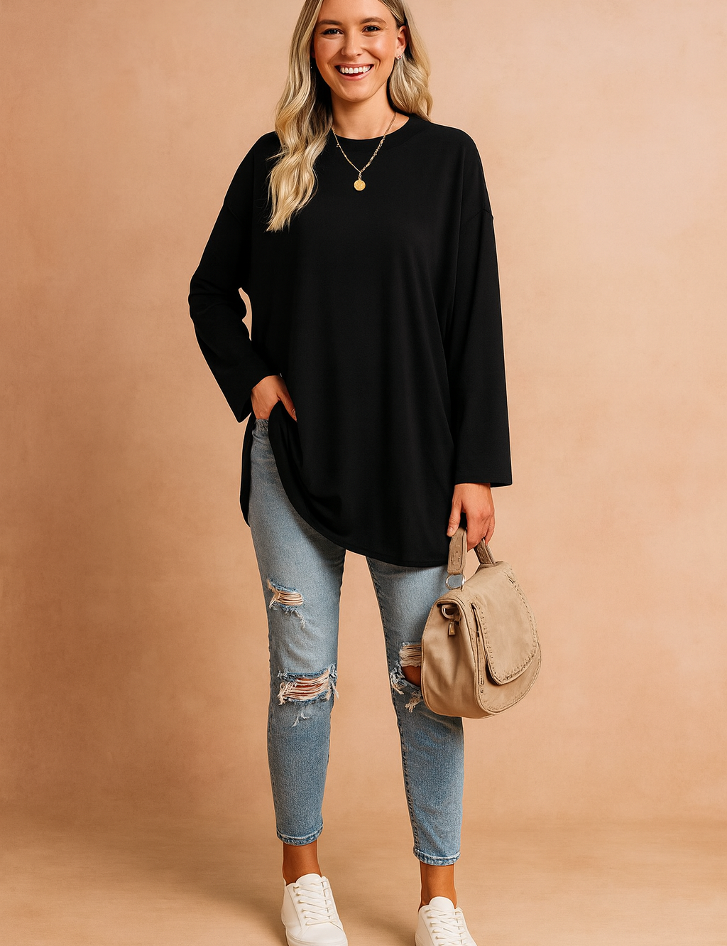 Sophie Laurent | Relaxed Long Sleeve Tunic Top For Women