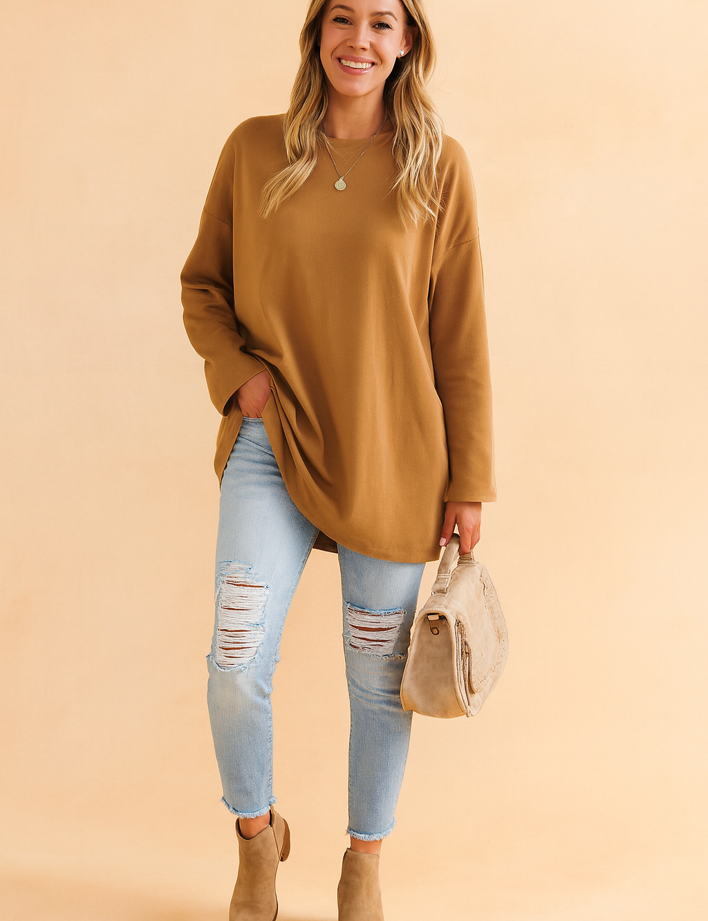 Sophie Laurent | Relaxed Long Sleeve Tunic Top For Women