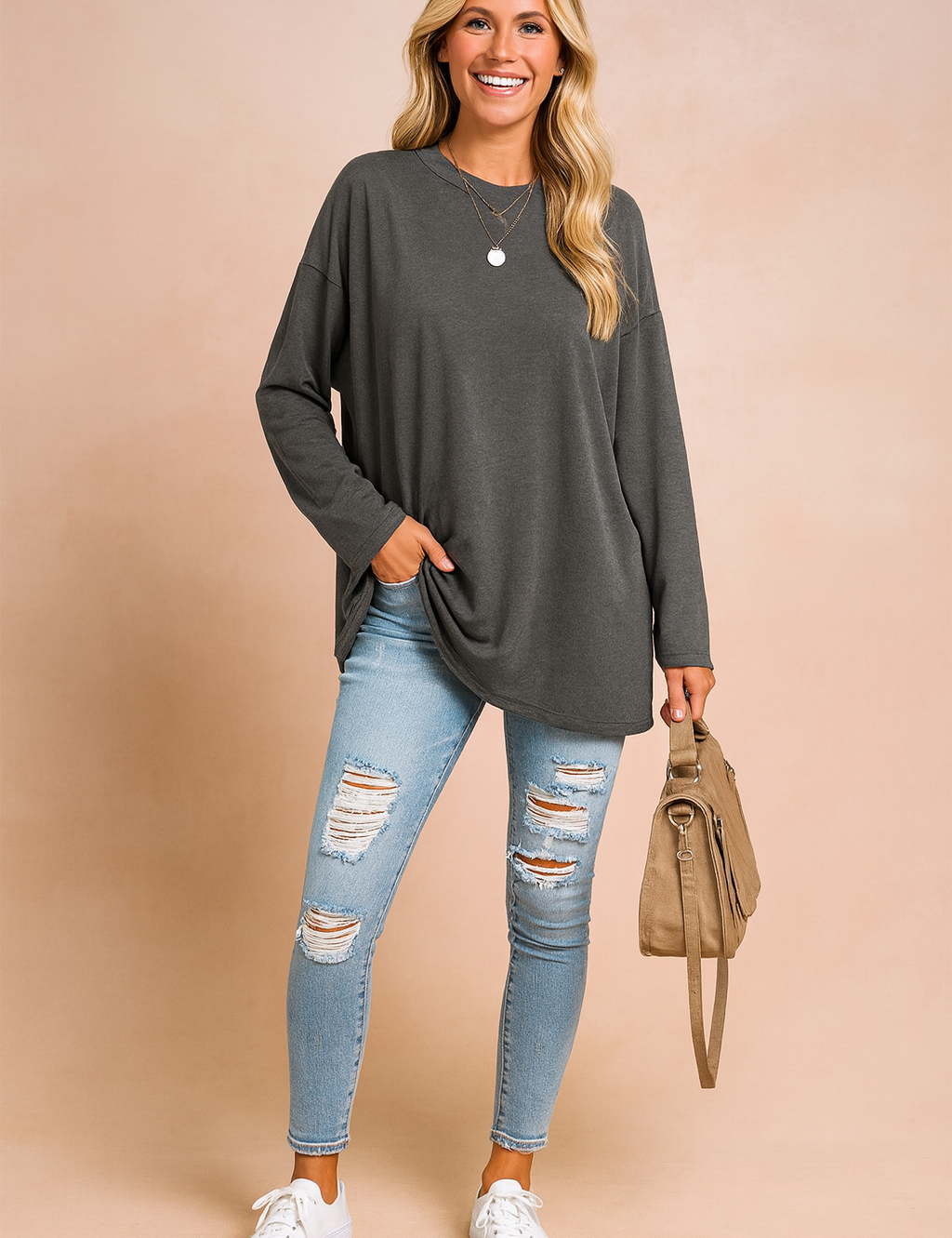 Sophie Laurent | Relaxed Long Sleeve Tunic Top For Women