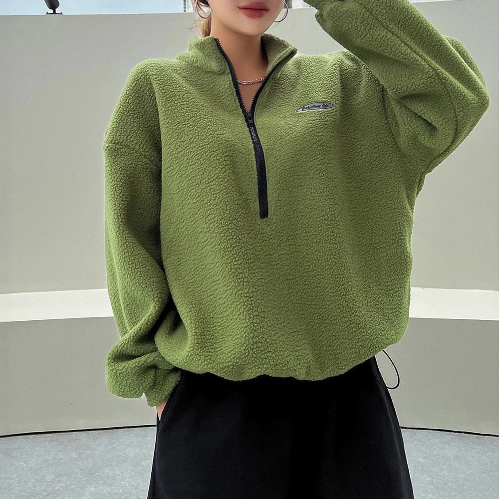 Charlotte Bellini | Teddy Fleece Half-Zip Sweater For Women