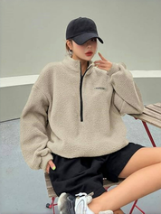 Charlotte Bellini | Teddy Fleece Half-Zip Sweater For Women