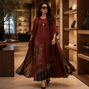 Charlotte Ashby | Floral Maxi Dress With Sheer Voile Coat For Women