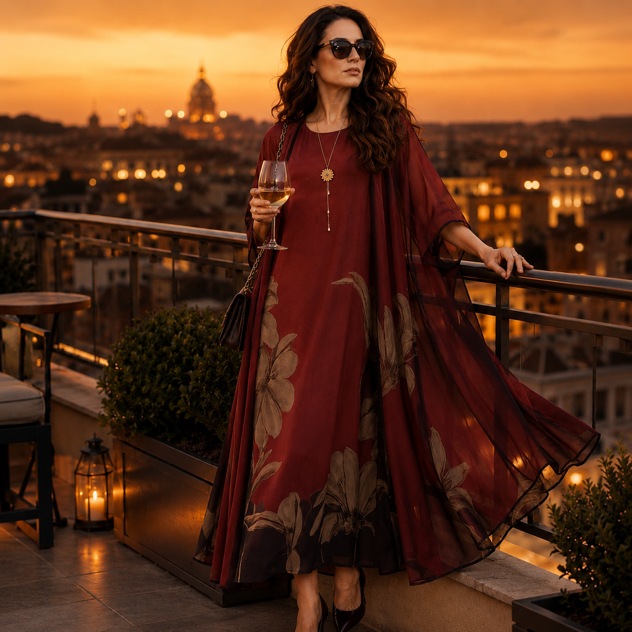 Charlotte Ashby | Floral Maxi Dress With Sheer Voile Coat For Women