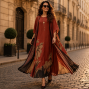 Charlotte Ashby | Floral Maxi Dress With Sheer Voile Coat For Women