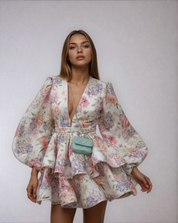Valentina Moreau | Floral Mini Party Dress For Women