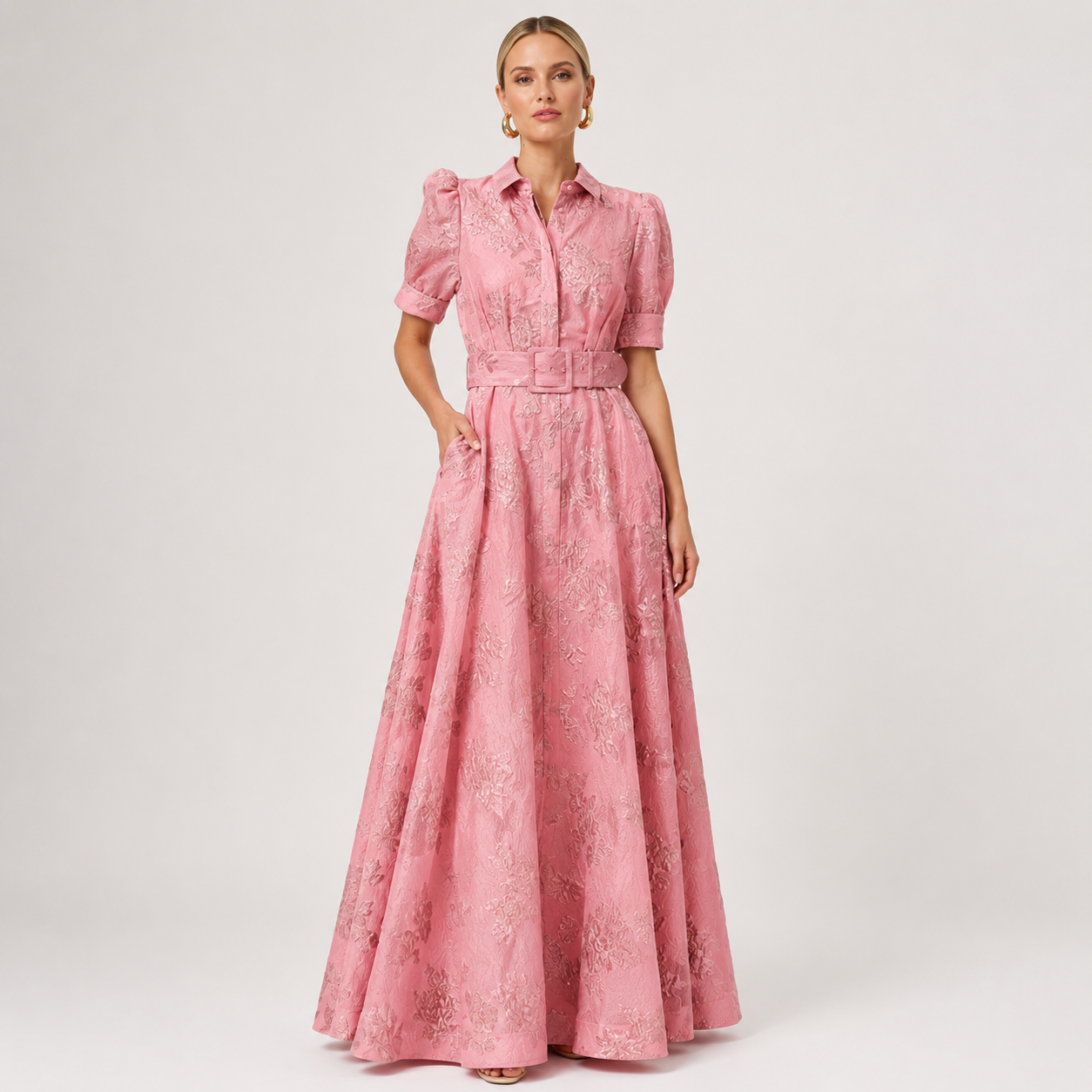 Lily Turner | Elegant Puffed Sleeve Maxi Dress For Women