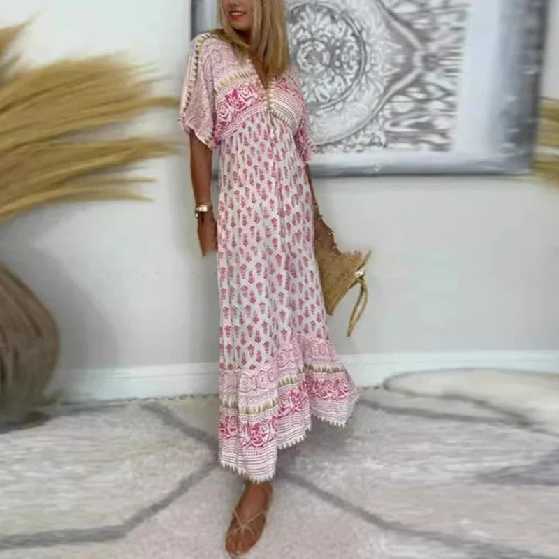 Amélie Laurent | Bohemian Printed Maxi Dress For Women