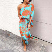 Camille Laurent | One-Shoulder Floral Maxi Dress with Flowing Silhouette For Women