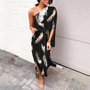 Camille Laurent | One-Shoulder Floral Maxi Dress with Flowing Silhouette For Women