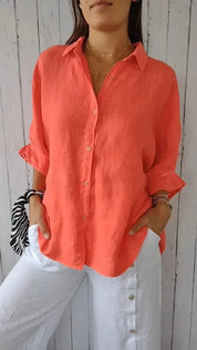 Clara Beaumont | Relaxed Button-Up Linen Shirt With Effortless Drape For Women