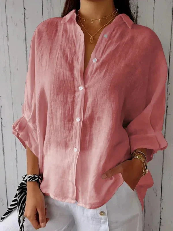 Clara Beaumont | Relaxed Button-Up Linen Shirt With Effortless Drape For Women