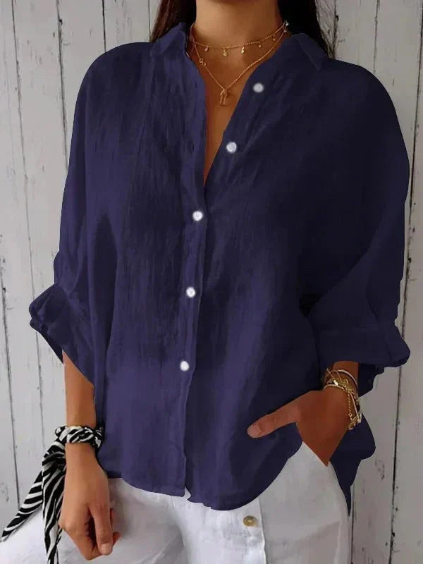 Clara Beaumont | Relaxed Button-Up Linen Shirt With Effortless Drape For Women