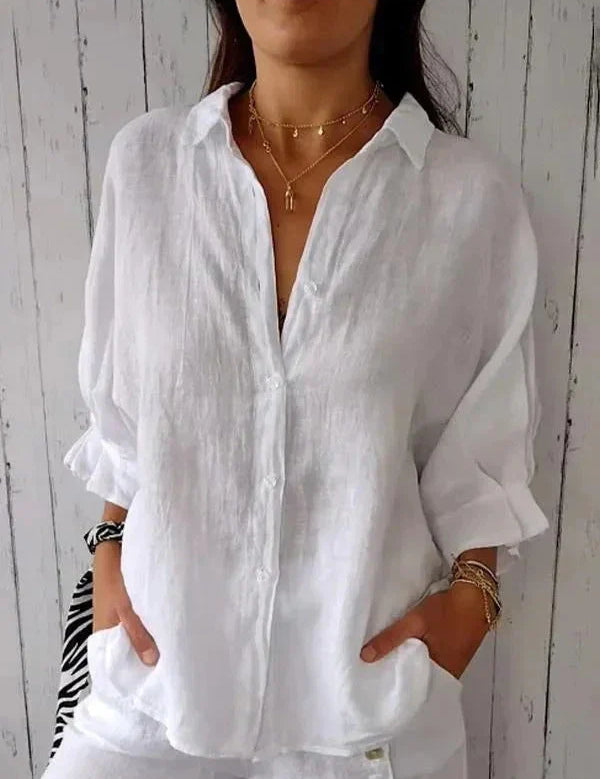 Amélie Rousseau | Effortless Linen Button Shirt For Women