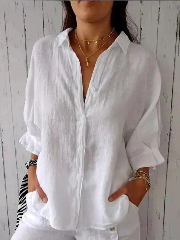 Clara Beaumont | Relaxed Button-Up Linen Shirt With Effortless Drape For Women