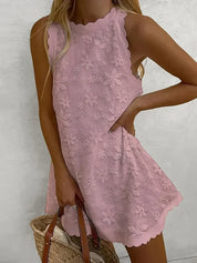 Chloé Dubois | Embroidered Scalloped Mini Dress with Soft A-Line Fit For Women