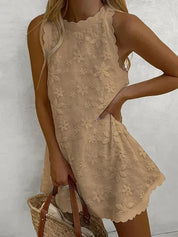 Chloé Dubois | Embroidered Scalloped Mini Dress with Soft A-Line Fit For Women