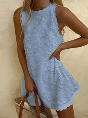 Chloé Dubois | Embroidered Scalloped Mini Dress with Soft A-Line Fit For Women