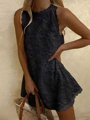 Chloé Dubois | Embroidered Scalloped Mini Dress with Soft A-Line Fit For Women