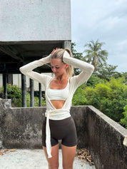 Alessia Romano | Wrap Tie Long Sleeve Top with Sculpted Fit For Women