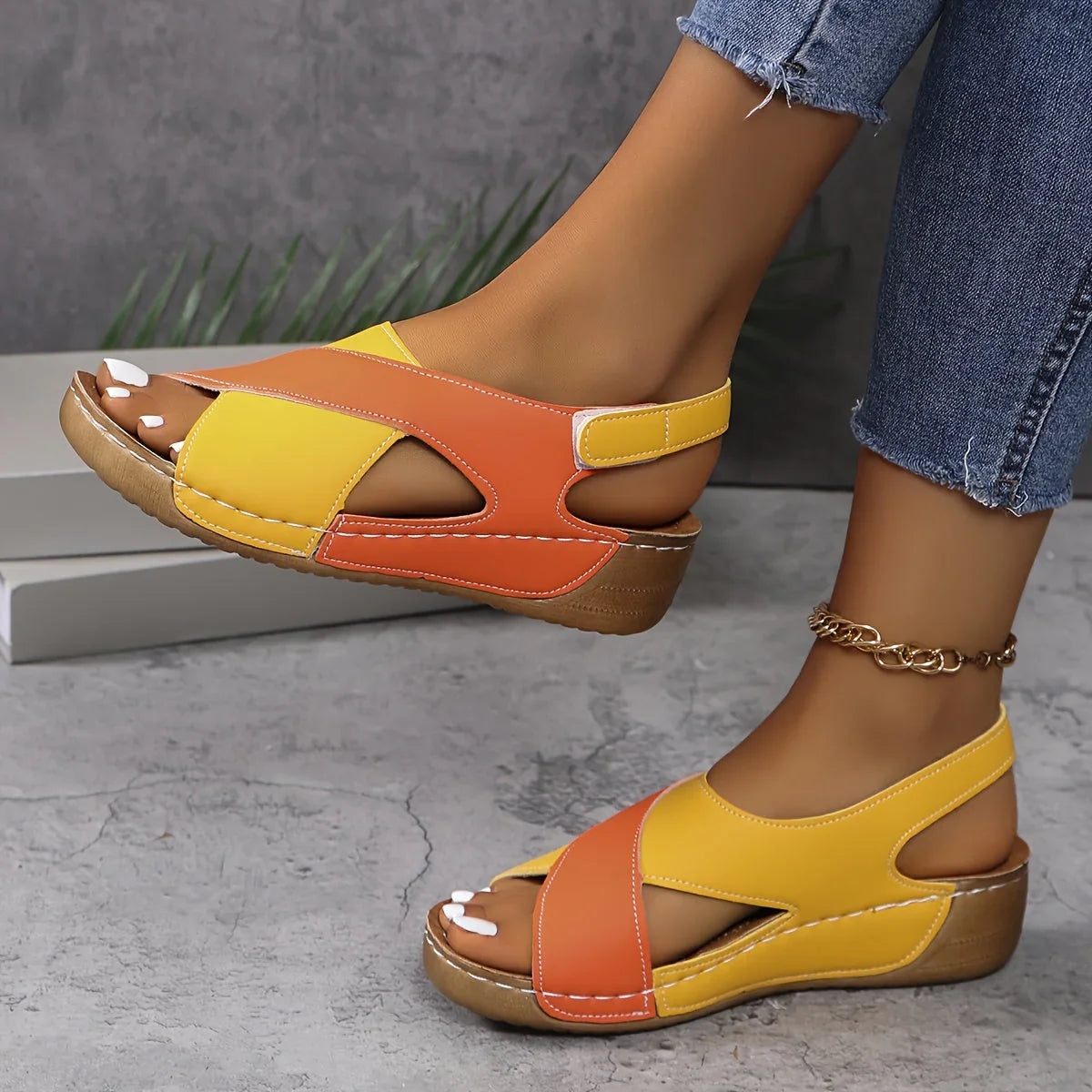 Elara Beaumont | Colourblock Comfort Sandals For Women