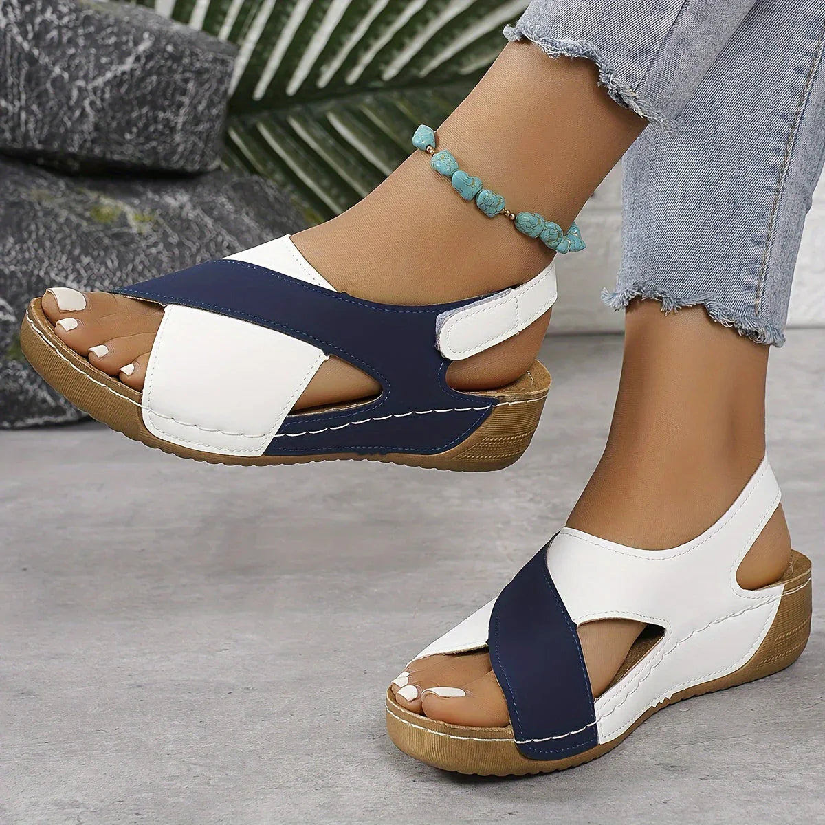 Elara Beaumont | Colourblock Comfort Sandals For Women